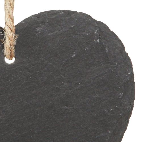 daiktų Širdelė iš skalūno skalūno širdelė pakabinimui juoda 10cm 6vnt