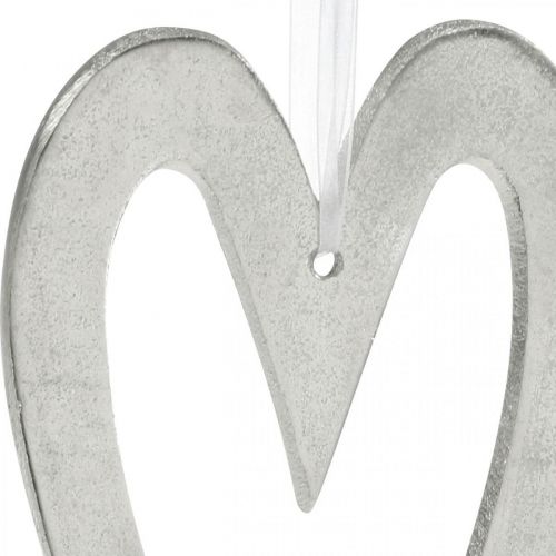 Dekoratyvinė širdelė sidabrinei aliuminio vestuvių dekoracijai pakabinti 22 × 12cm
