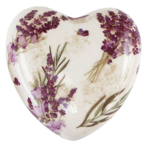 Floristik24 Širdies puošmena keraminė dekoracija levandų stalo puošmena keramika 8,5cm