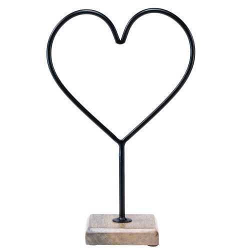 daiktų Širdelės apdaila juodo metalo medžio pagrindas natūralus 20,5x10x10cm