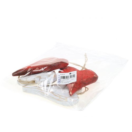 Floristik24 Medinės širdelės pakabinti raudonos, baltos 11,5cm 4vnt