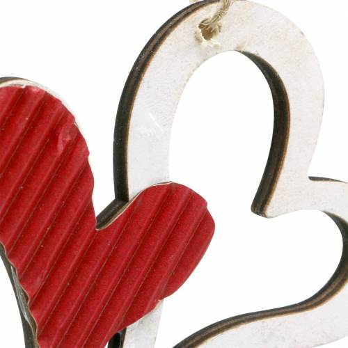 daiktų Širdies pakabukas iš medžio raudonas, baltas 8cm 24 vnt