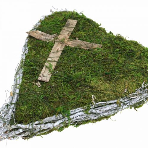 Floristik24 Kapo puošmena širdelės vijoklio samanos kapo sutvarkymui 30×20cm