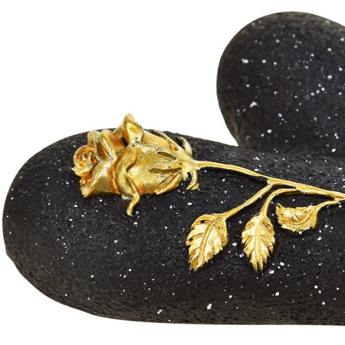 Floristik24 Širdelė su rožinio juodo aukso kapo puošmena 14×10×3cm 2 vnt