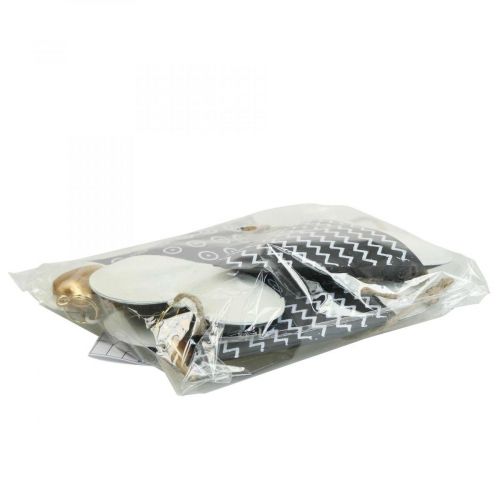 daiktų Širdelė Juoda Balta Metalinė Dekoracija Pakabinimui 7,5×11cm 4 vnt