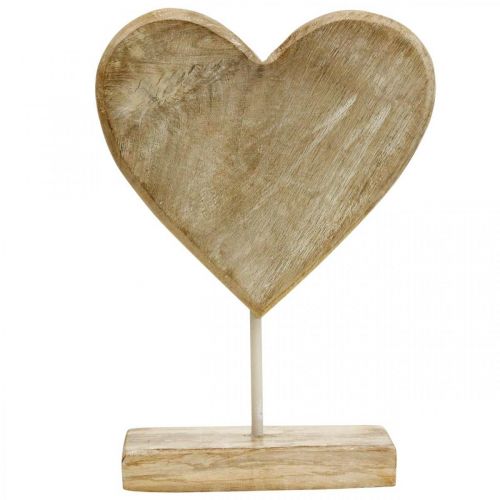 Floristik24 Medinė širdies širdelė ant pagaliuko deko širdelės mediena natūrali 25,5cm H33cm