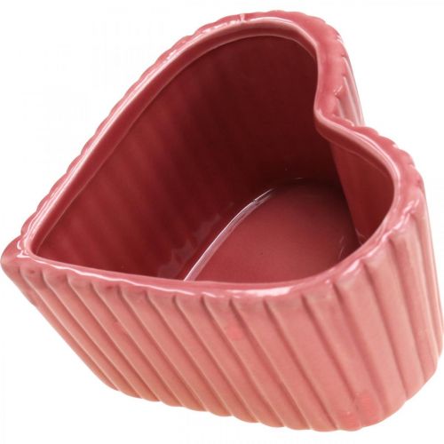 daiktų Dekoratyvinė širdelė keraminė balta, rožinė, mini vazonėlis H6cm 3 vnt