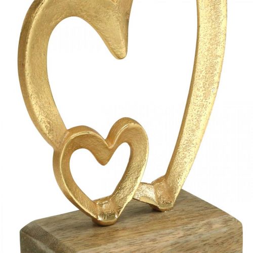Metalinės širdelės Stalo puošmena Valentino dienos vestuvių dekoracija Auksinė natūrali H19cm