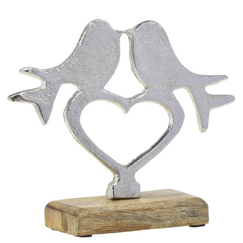 Floristik24 Širdies puošmena į vietą su paukščių dekoravimu vestuvėms 16,5×19,5 cm