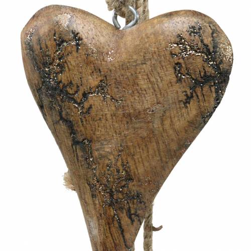 daiktų Medinės širdelės su blizgučiais ant sruogos pakabinti Natural L60cm