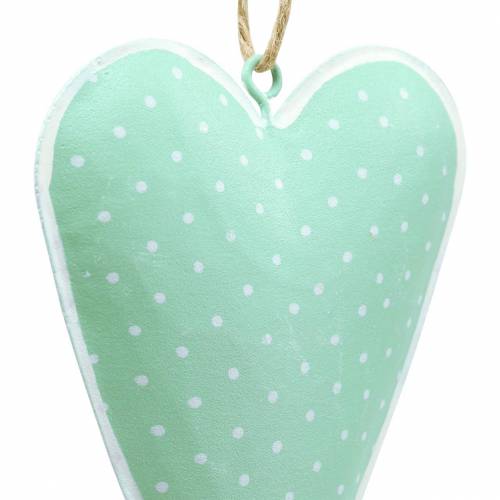 Širdies kabykla metalinė žalia, balta taškuota H11cm 6vnt