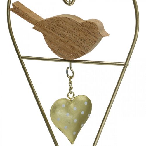 Dekoratyvinės širdelės metalui pakabinti su paukščių medžiu 12×18cm 2vnt