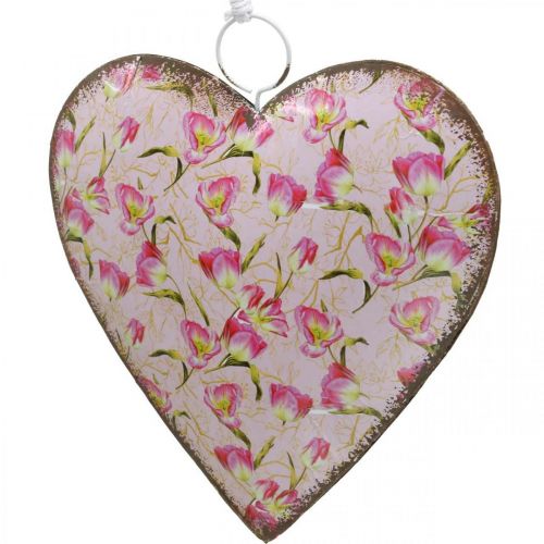 daiktų Širdelė pakabinama, Valentino diena, širdelės papuošimas rožėmis, Motinos diena, metalinė puošmena H16cm 3vnt.