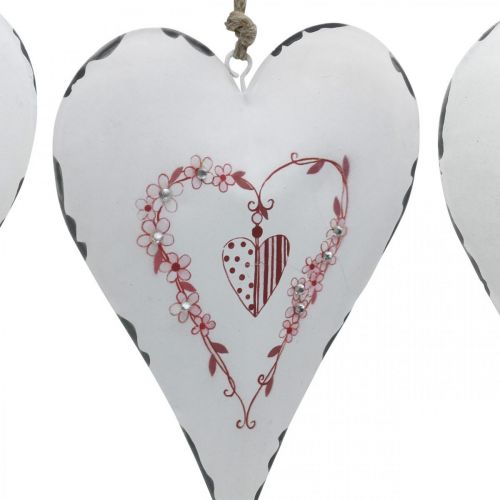 daiktų Dekoratyvinės širdelės pakabinimui metalinės baltos metalinės širdelės 12×16cm 3vnt