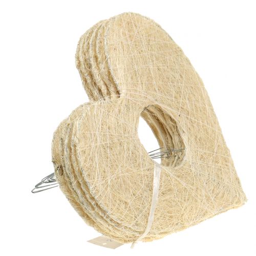 Floristik24 Širdies manžetė sizalio balinta 25cm 6vnt