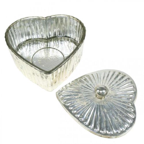 daiktų Širdies indelis su dangteliu stiklinis indelis širdies šampanas 15,5×15×10 cm