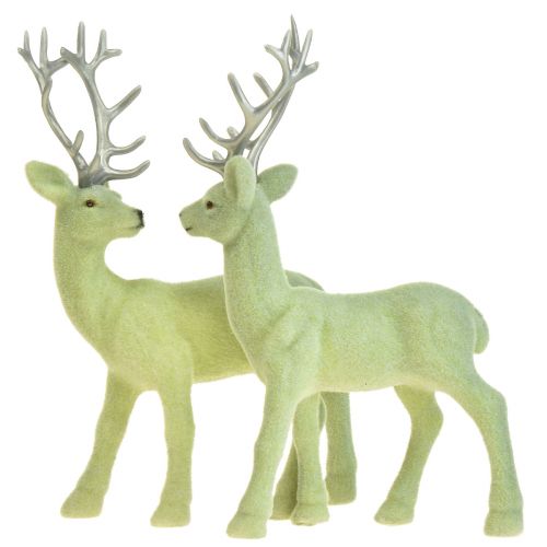 Floristik24 Deer Deco šiaurės elnias žalias pilkas blauzdas, 20 cm, rinkinys iš 2