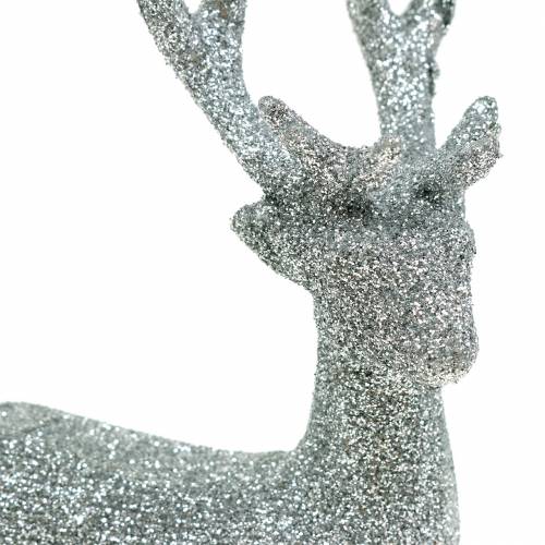 Floristik24 Deco figūrėlės elnio sidabriniai blizgučiai 9cm x 16cm