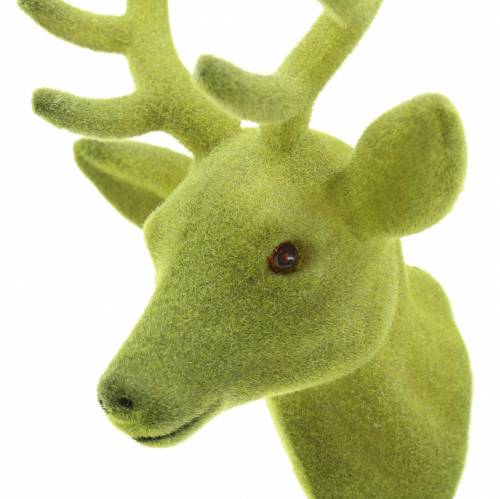 daiktų Dekoratyvinė elnio galva flokuota samanų žalia 10cm x 20cm 3 vnt