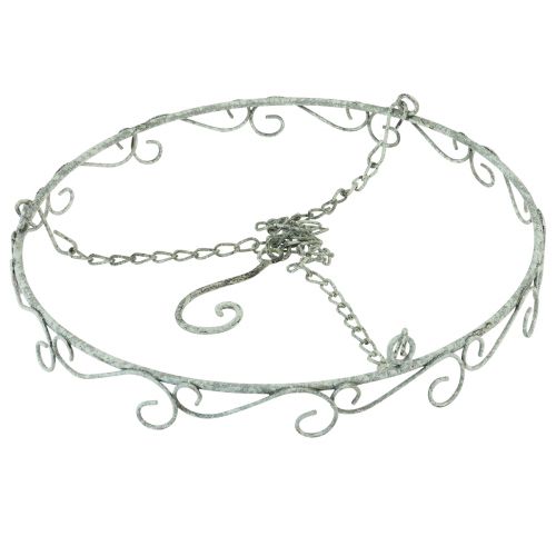 daiktų Kabantis apdaila metalinis dekoratyvinis žiedas baltas shabby chic Ø30cm H30cm