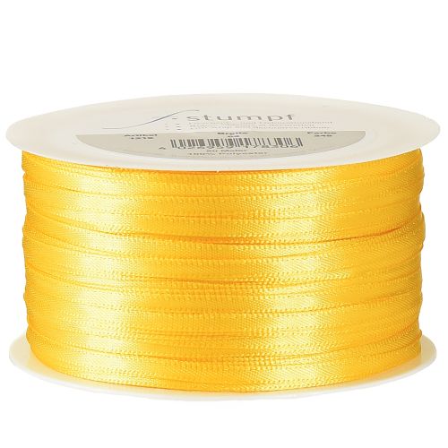 daiktų Aukštos kokybės dovanų juostelė geltona atlasinė 3 mm × 50 m