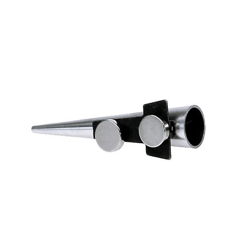 Floristik24 Vestuvinis segtukas su magnetu, blizgus sidabras 7cm