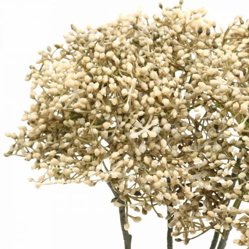 Floristik24 Dirbtinė šeivamedžio kreminė balta dekoratyvinė žiedo šakelė 52cm 4vnt