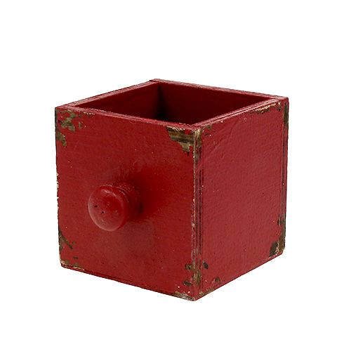 Floristik24 Medinė dėžė, raudonas stalčius 9x9x9cm 1vnt