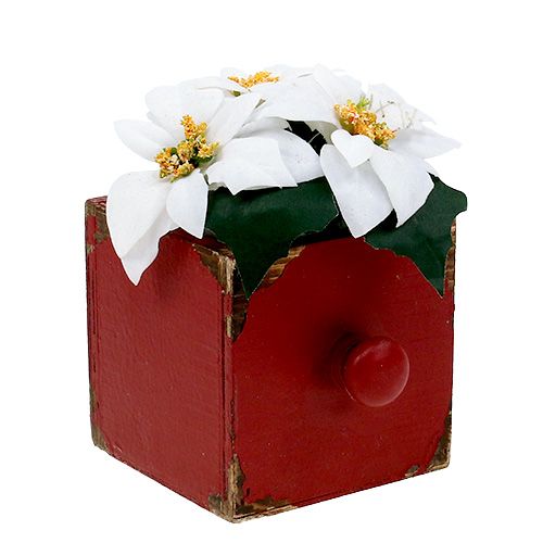 Floristik24 Medinė dėžė, raudonas stalčius 9x9x9cm 1vnt