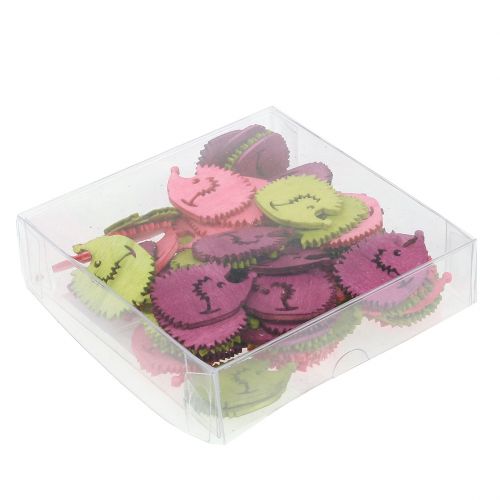 Floristik24 Ežiuko figūrėlių medinės sklaidos dekoracijos mišinys spalvingas 4cm 72 vnt