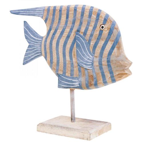 Floristik24 Medinė deko žuvis didelė, dryžuota deko žuvelė, stovinti H30cm