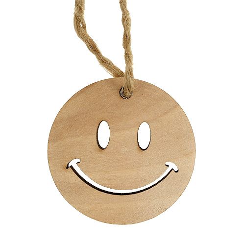 daiktų Medinis pakabukas Emoticon Emoticon® Ø4cm natūralus 24 vnt