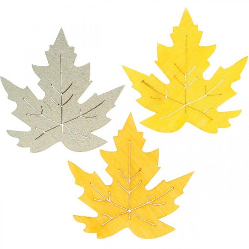 daiktų Taškinė dekoracija rudens, klevo lapai, rudeniniai lapai auksiniai, oranžiniai, geltoni 4cm 72p