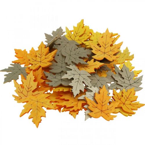 daiktų Taškinė dekoracija rudens, klevo lapai, rudens lapai auksiniai, oranžiniai, geltoni 4cm 72 vnt