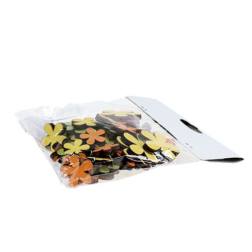 Floristik24 Medinė gėlė 2-3,5cm oranžinė, žalia, geltona 36vnt