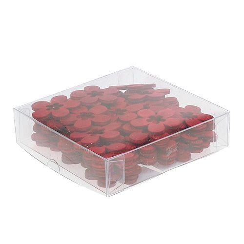 Floristik24 Medinės gėlės raudonos 4cm 72 vnt