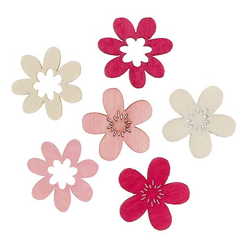 Floristik24 Medinės gėlės streudeko 2cm Pink ass. 144 g