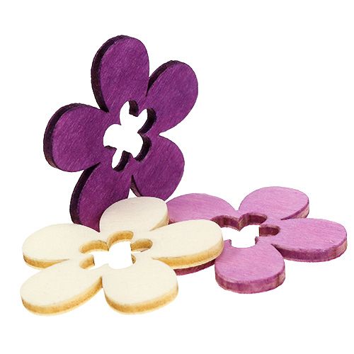 Floristik24 Medinių gėlių asorti. Violetinė, balta 4cm 72 vnt
