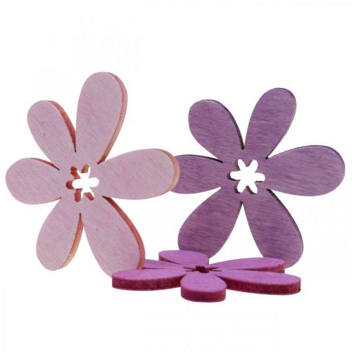 daiktų Medinės gėlės išmėtytos dekoracijos gėlės medinės violetinės/violetinės/rožinės Ø4cm 72 vnt