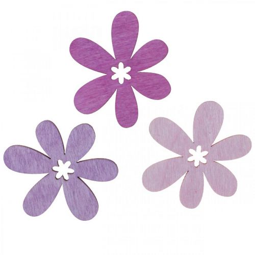 Medinės gėlės išmėtytos dekoracijos gėlės medinės violetinės/violetinės/rožinės Ø4cm 72 vnt