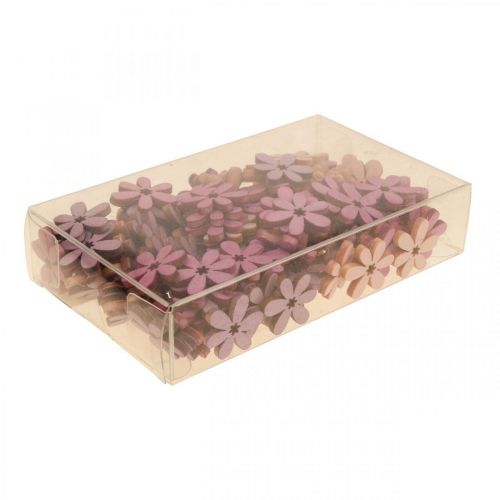 Floristik24 Medinės gėlės išsklaidytos dekoracijos žiedai medis violetinė/violetinė/rožinė Ø2cm 144p