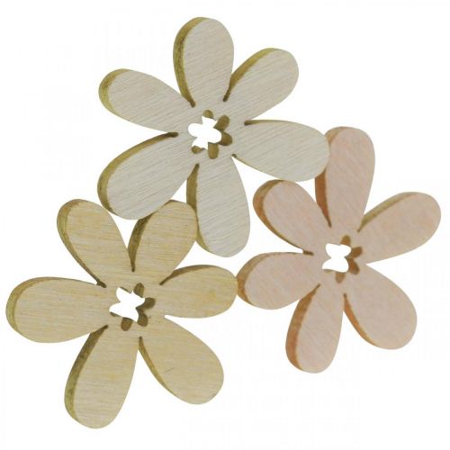 Medinės gėlės išmėtytos dekoracijos gėlės medinės oranžinės/rožinės/baltos 2cm 144 vnt