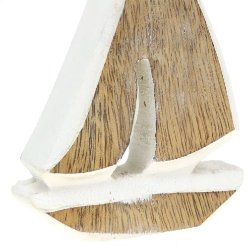 Floristik24 Deco valtis iš mango medienos, balta, 10,5cm x 8,5cm