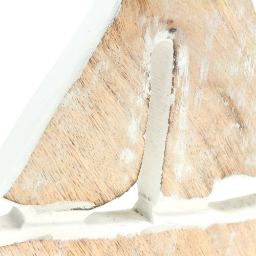 Floristik24 Deco valtis iš mango medienos, natūrali, balta 21cm x 18cm