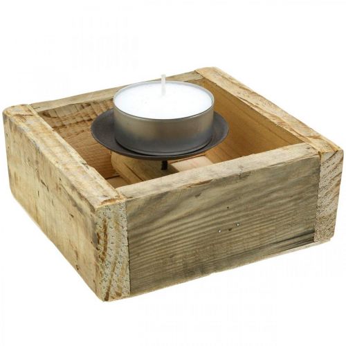 Floristik24 Žvakidės stalo puošmena žvakidės medžio apdaila 15×15cm