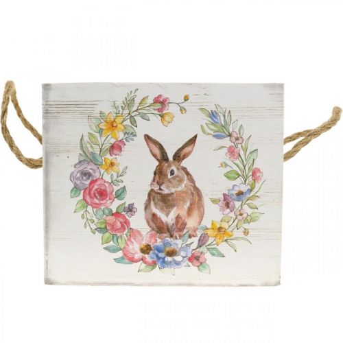 Floristik24 Deco sodintuvas Shabby Wood White Bunny Sodinamosios 12×14×14cm