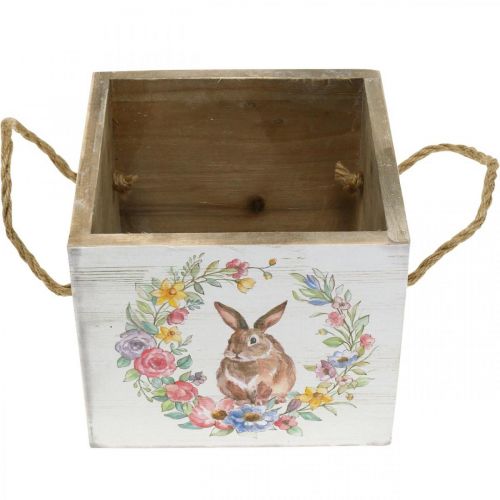 Floristik24 Deco sodintuvas Shabby Wood White Bunny Sodinamosios 12×14×14cm