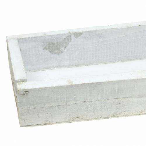 Floristik24 Medinis padėklas skalbtas baltai 55,5×15,5cm H7cm