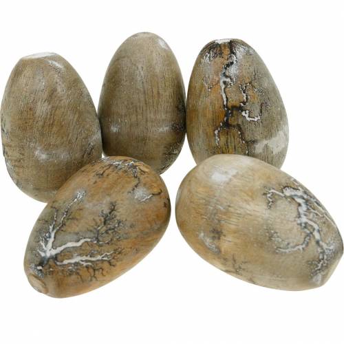 Floristik24 Deco vištienos kiaušinis, Velykiniai kiaušiniai iš mango medienos natural 12 vnt
