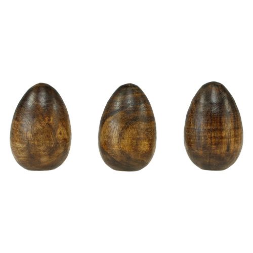 daiktų Mediniai kiaušiniai Brown Mango Wood Velykiniai kiaušiniai iš medžio H8cm 3vnt